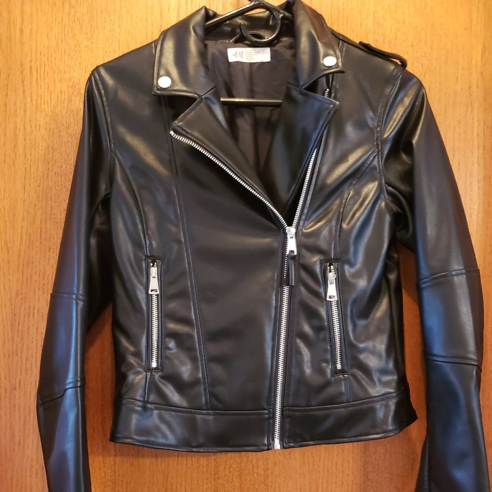 Girls Faux leather motorcycle jacket sz (18)